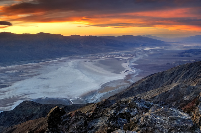 Sunset over Badwater Basin from Dante's View, Death Valley
