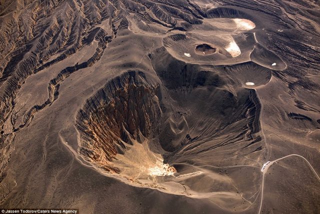 Ubehebe Crater, a volcanic depression, is 600ft deep and half a mile wide